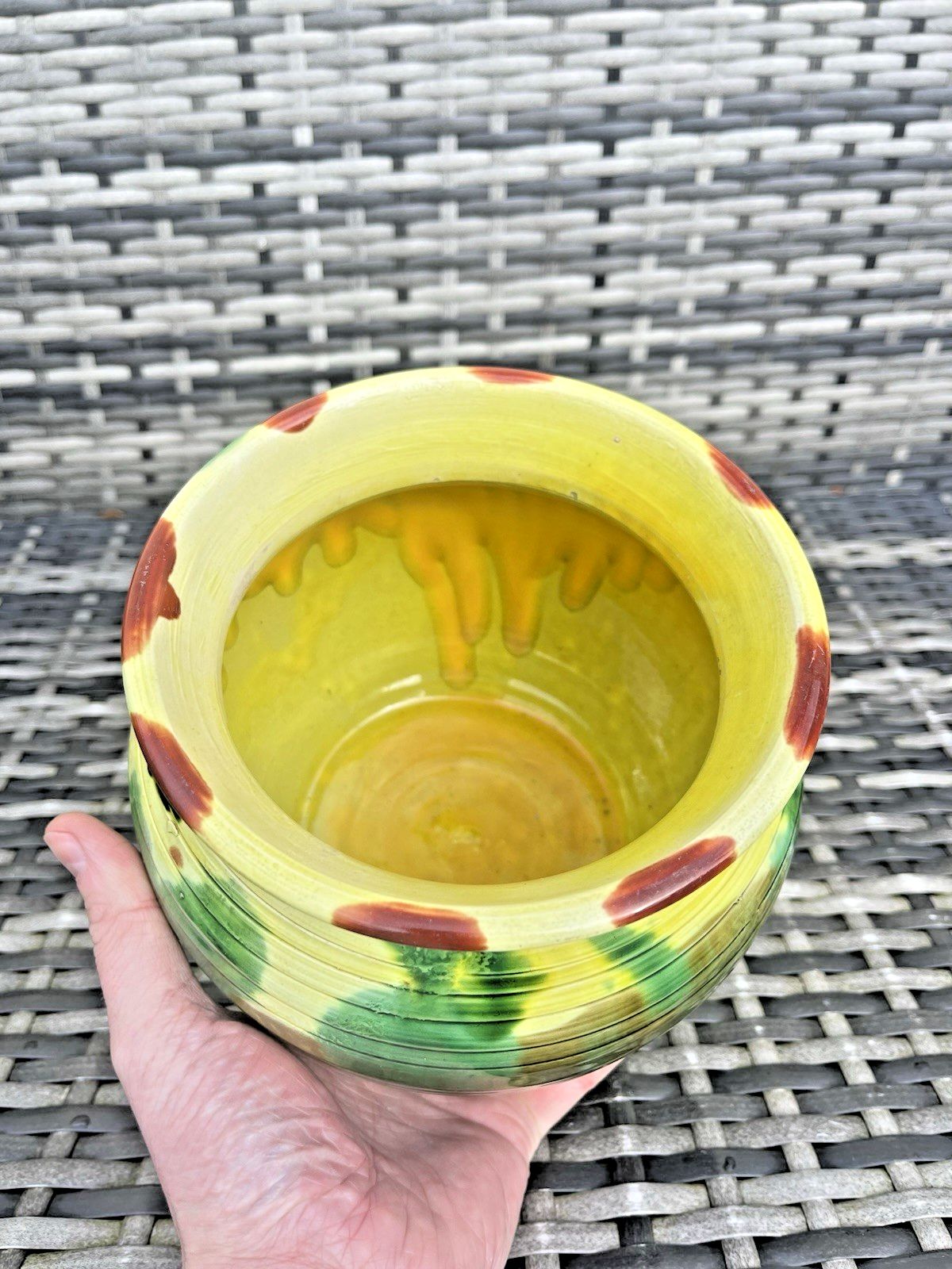 Antique C1917 Minton English Majolica Dripglaze Planter Plant Pot Jardiniere photo buy