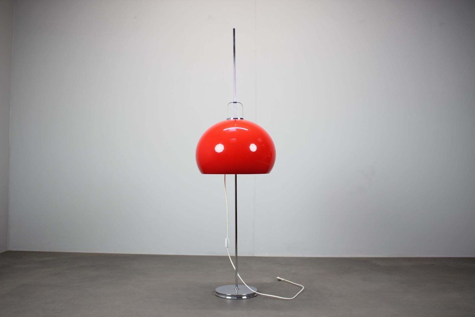 Guzzini Meblo Floor Lamp With Plastic Shade, Italy 1970s — Space Age Chrome photo buy