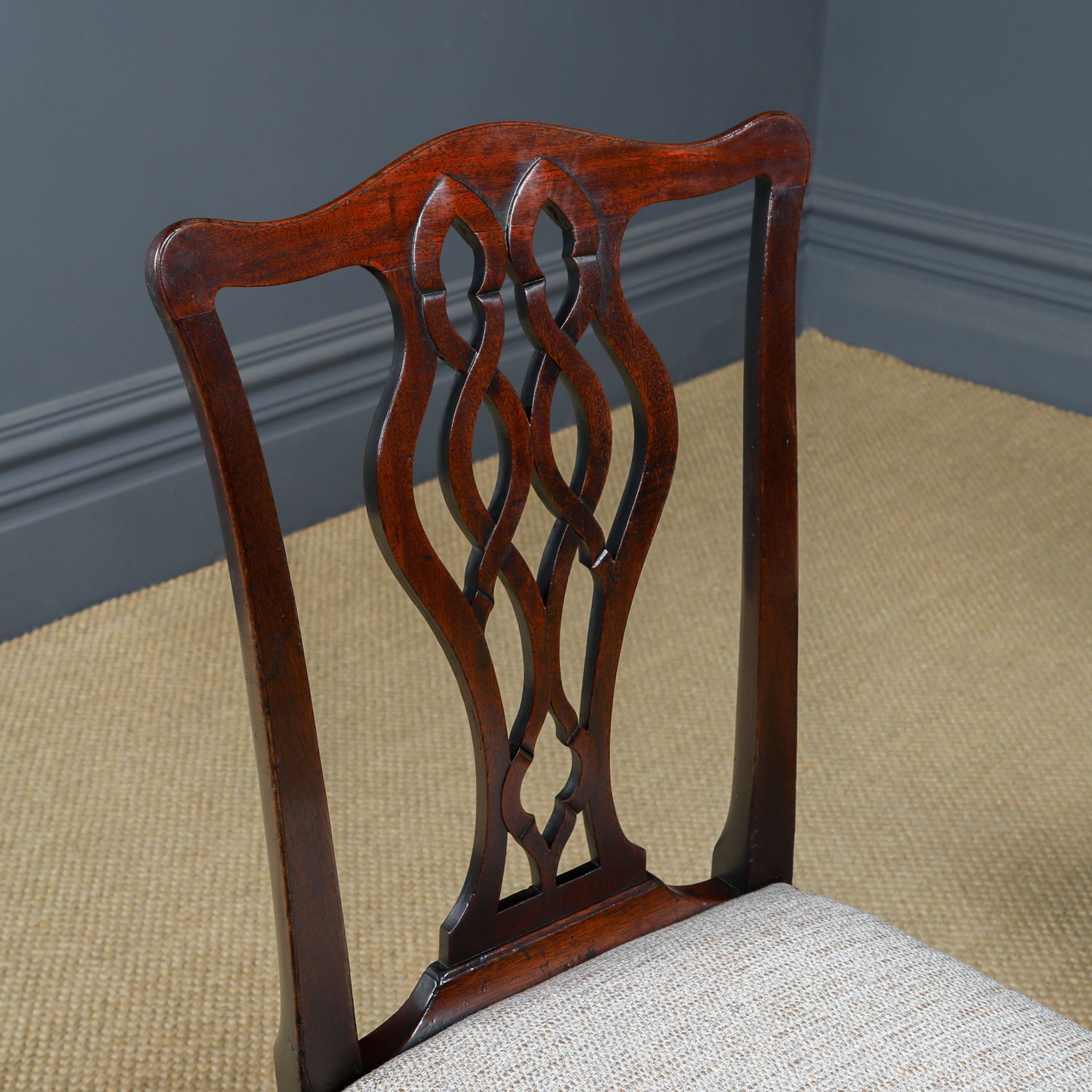 Antique English Pair Of Thomas Chippendale Mahogany Office Desk Dining Chairs (Circa 1820) photo for sale