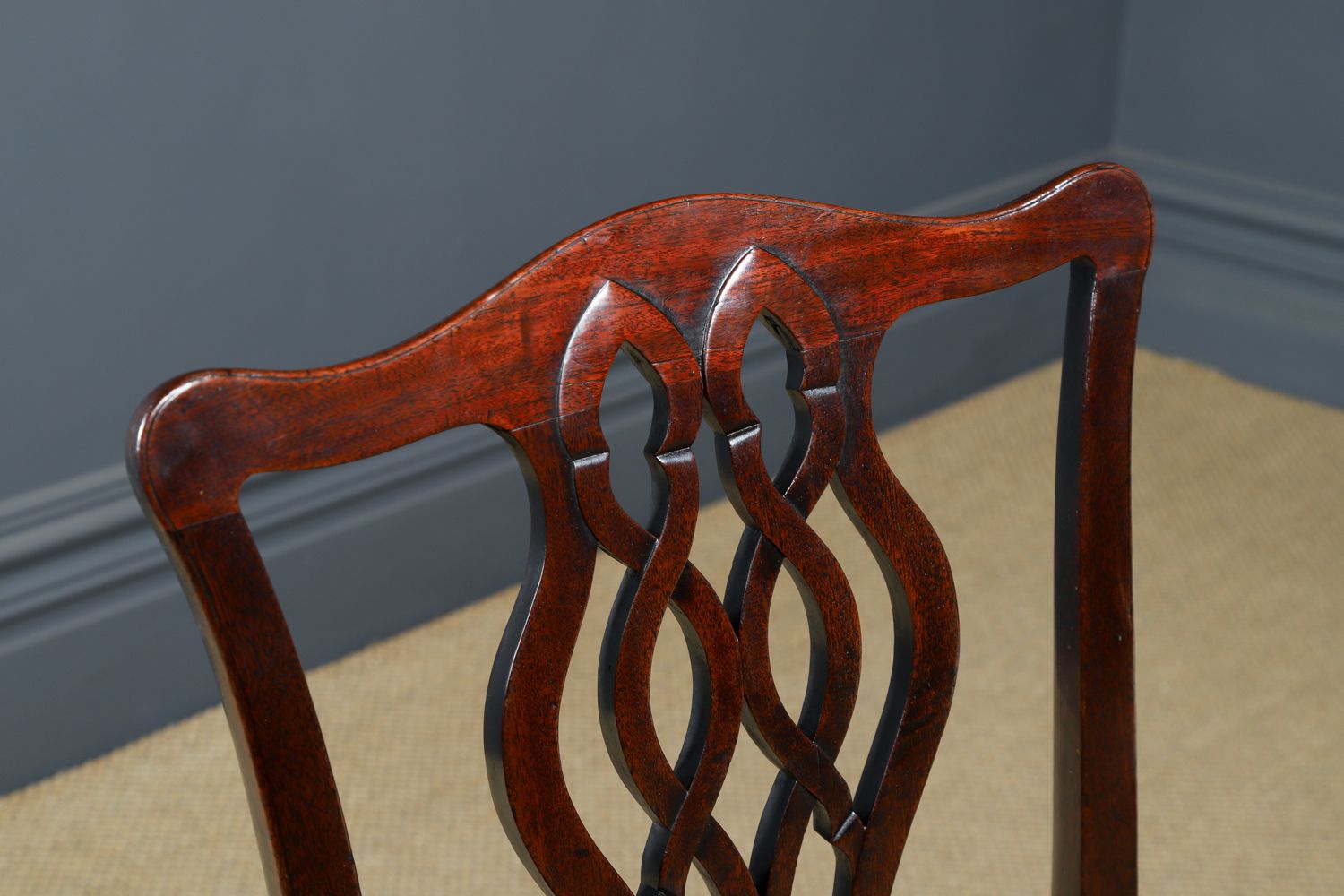 Antique English Pair Of Thomas Chippendale Mahogany Office Desk Dining Chairs (Circa 1820) photo Furniture