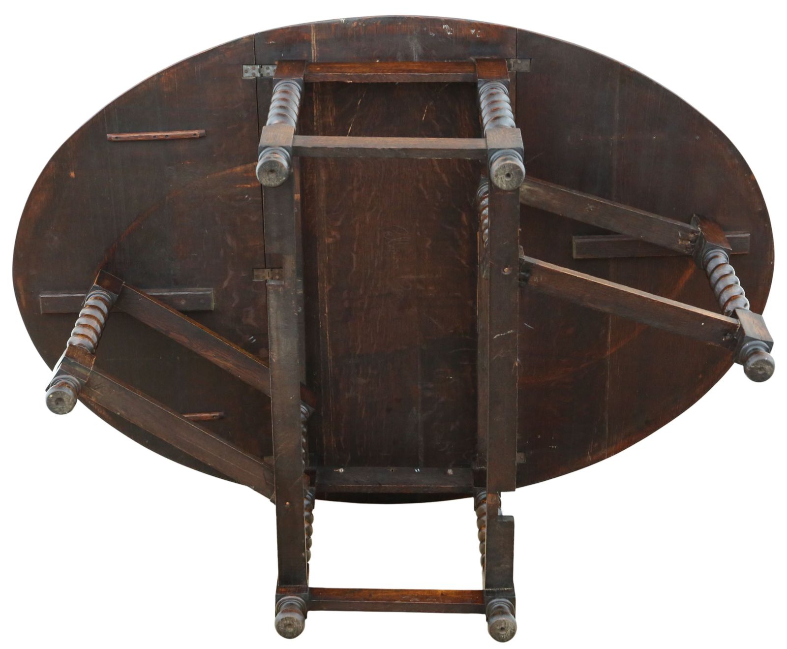 photo for sale Antique C.1920 Oak Barley Twist Gateleg Drop Leaf Dining Table – Large, Fine Quality