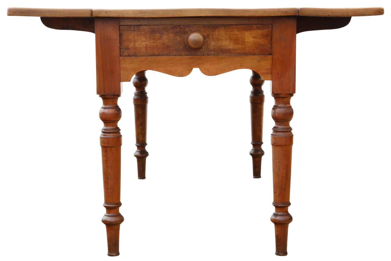 Antique 19th Century Victorian Pine & Fruitwood Folding Kitchen Table With Drawers – Fine Quality photo vinterior