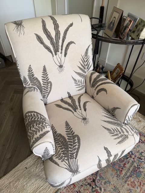Vintage Cream And Black Upholstered Laura Ashley Armchair