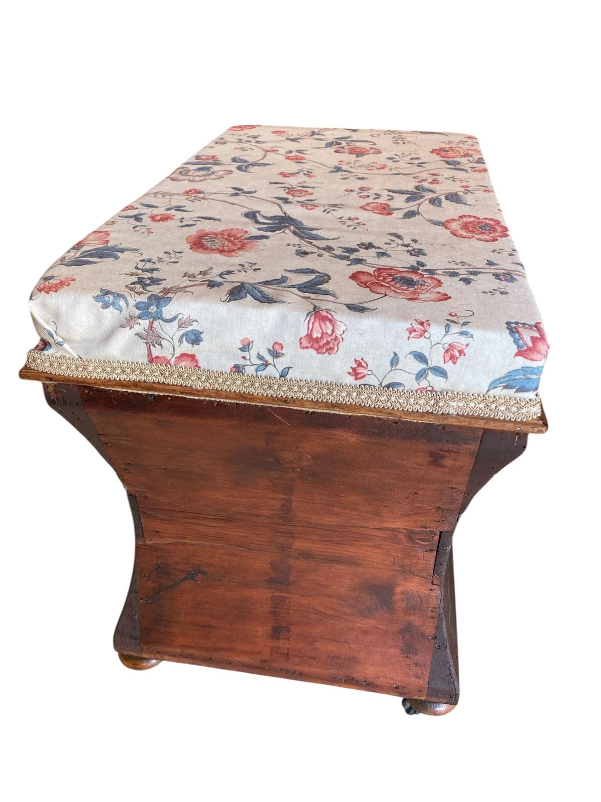Victorian Pine Ottoman Storage Chest With Padded Seat Recovered In Designer Fabric photo Furniture