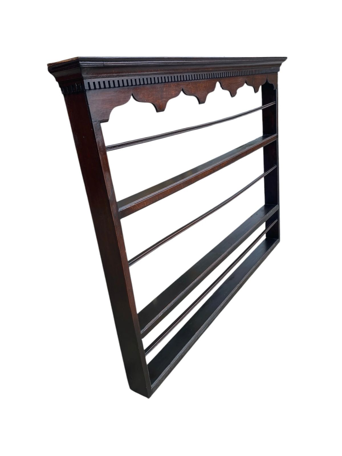 Antique Large 18th Century Georgian Dark Oak Delft Wall Rack Shelves photo for sale