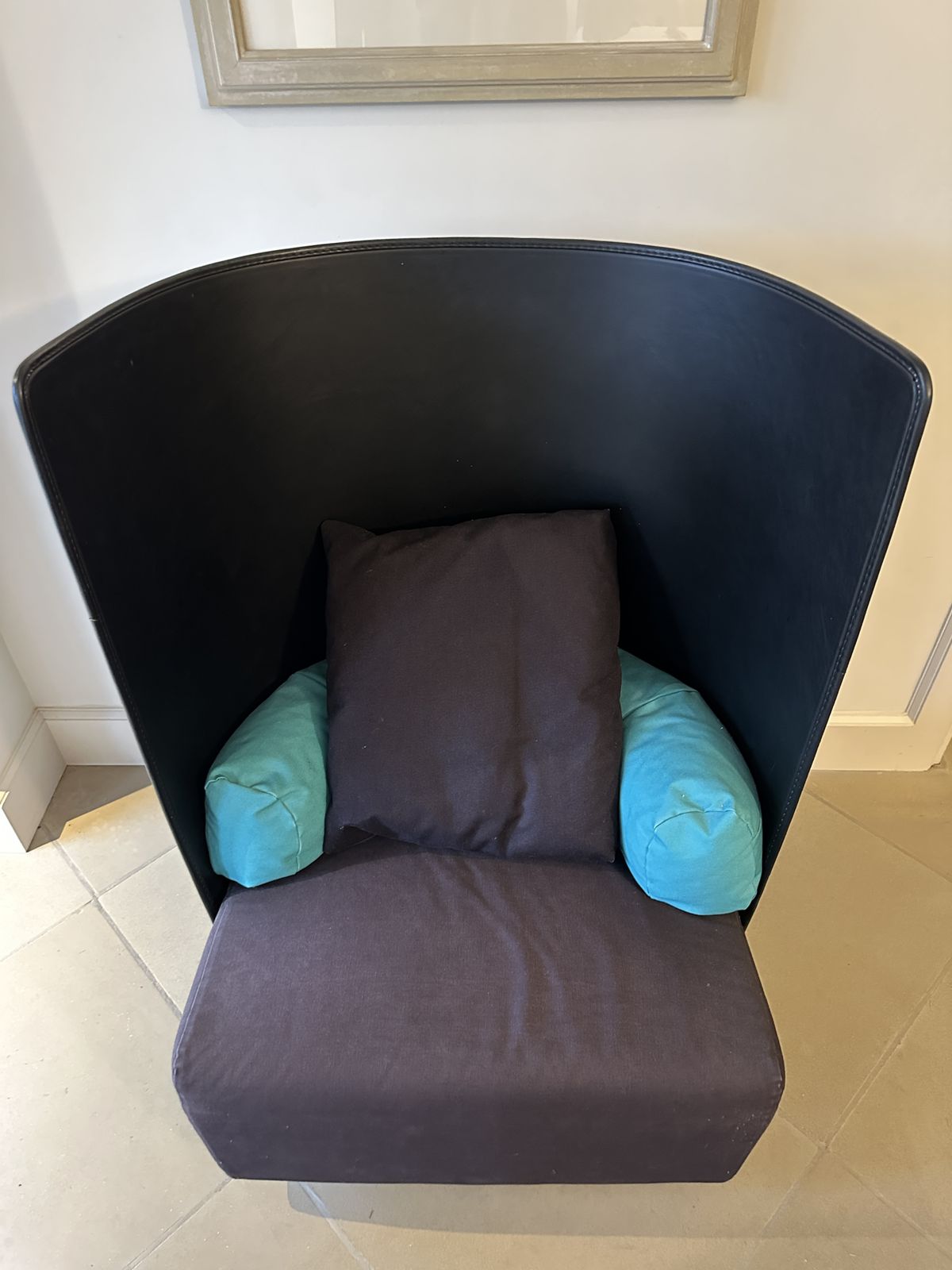 Authentic Zanotta "Fly" Armchair By Barbieri & De Carli In Cowhide And Fabric