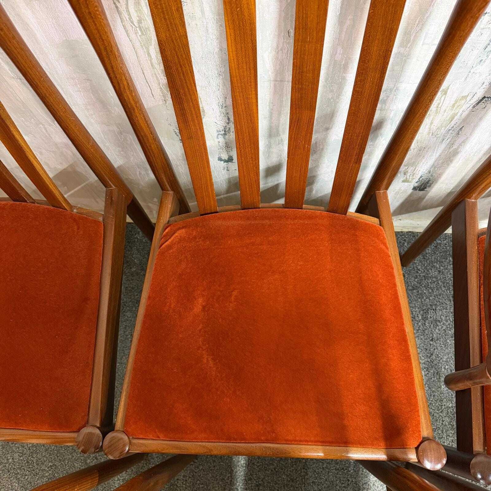 6x Meredew Mid Century Teak Dining Chairs Upholstered Seats 2x Carvers 4x Chairs photo vintage