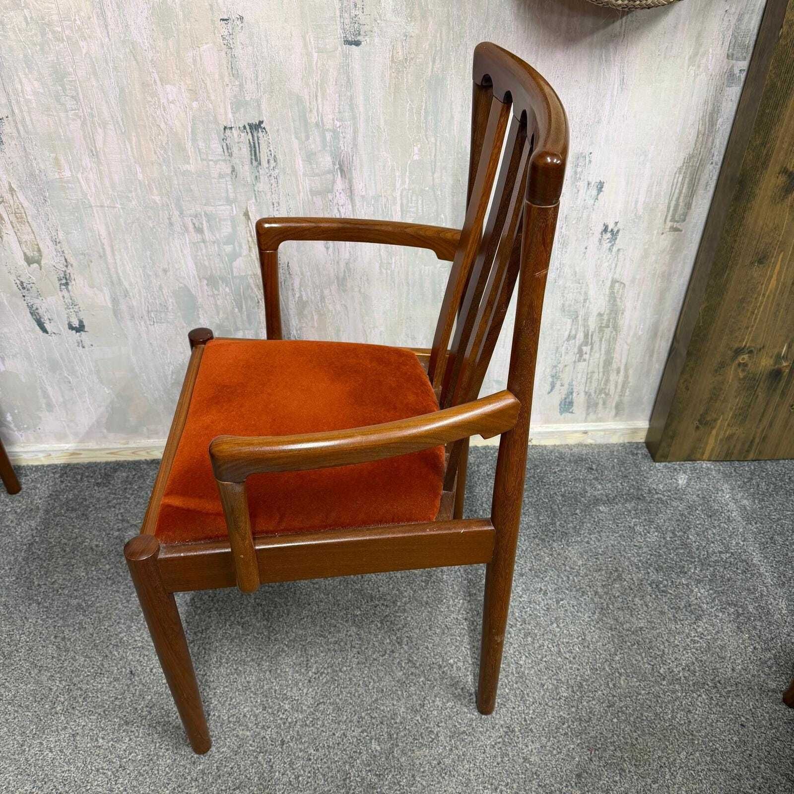 Furniture 6x Meredew Mid Century Teak Dining Chairs Upholstered Seats 2x Carvers 4x Chairs photo