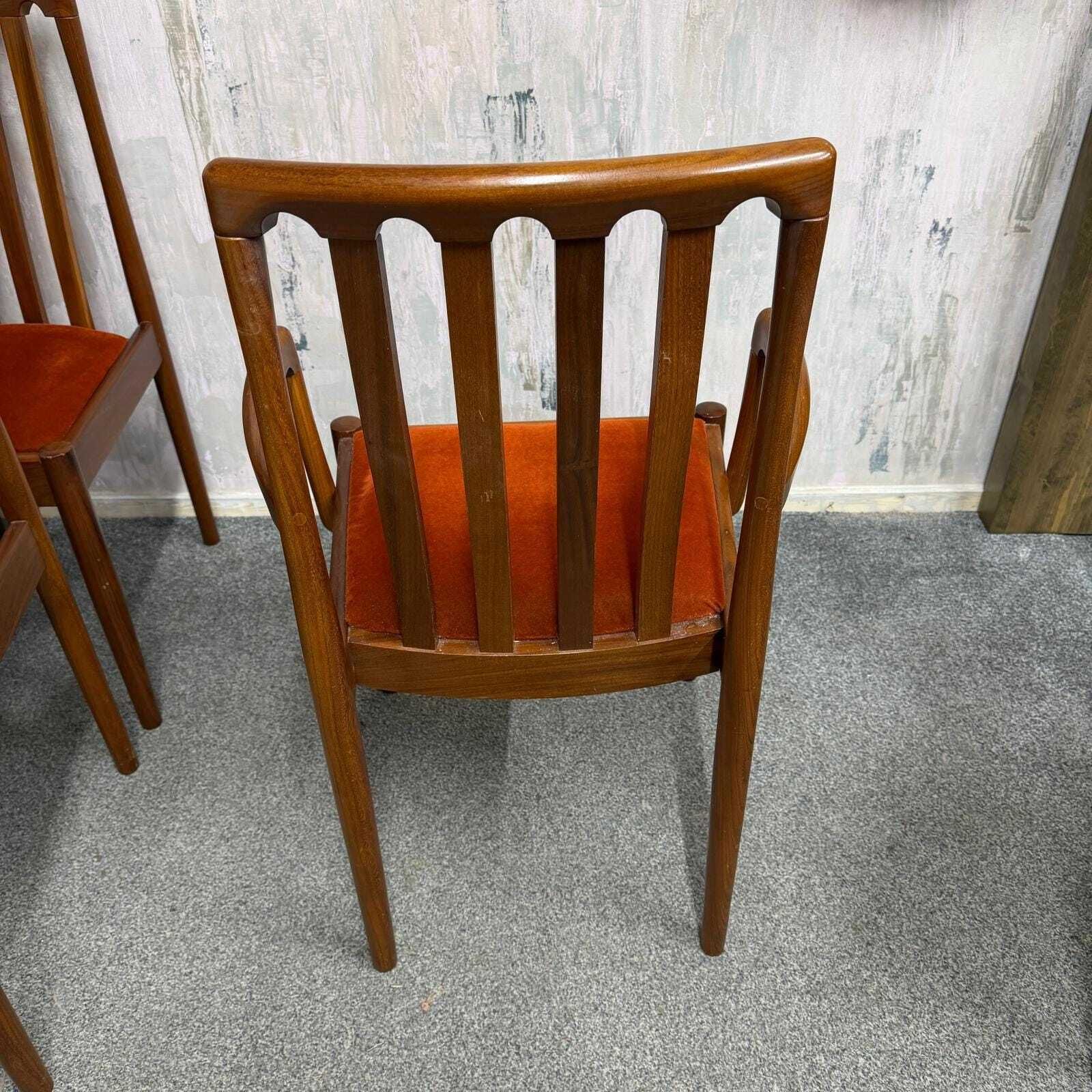 photo buy 6x Meredew Mid Century Teak Dining Chairs Upholstered Seats 2x Carvers 4x Chairs