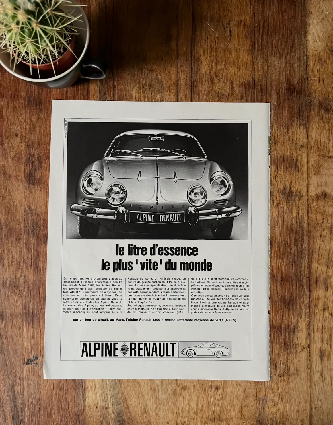 Vintage Renault Alpine 1960s Advertising Print photo furniture