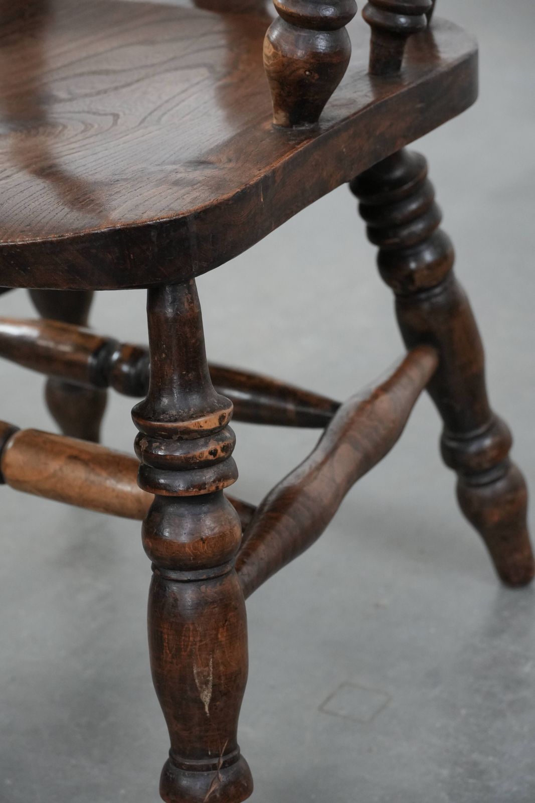 Furniture Antique English Highback Windsor Chair From The 18th Century With A Beautiful Color Scheme photo