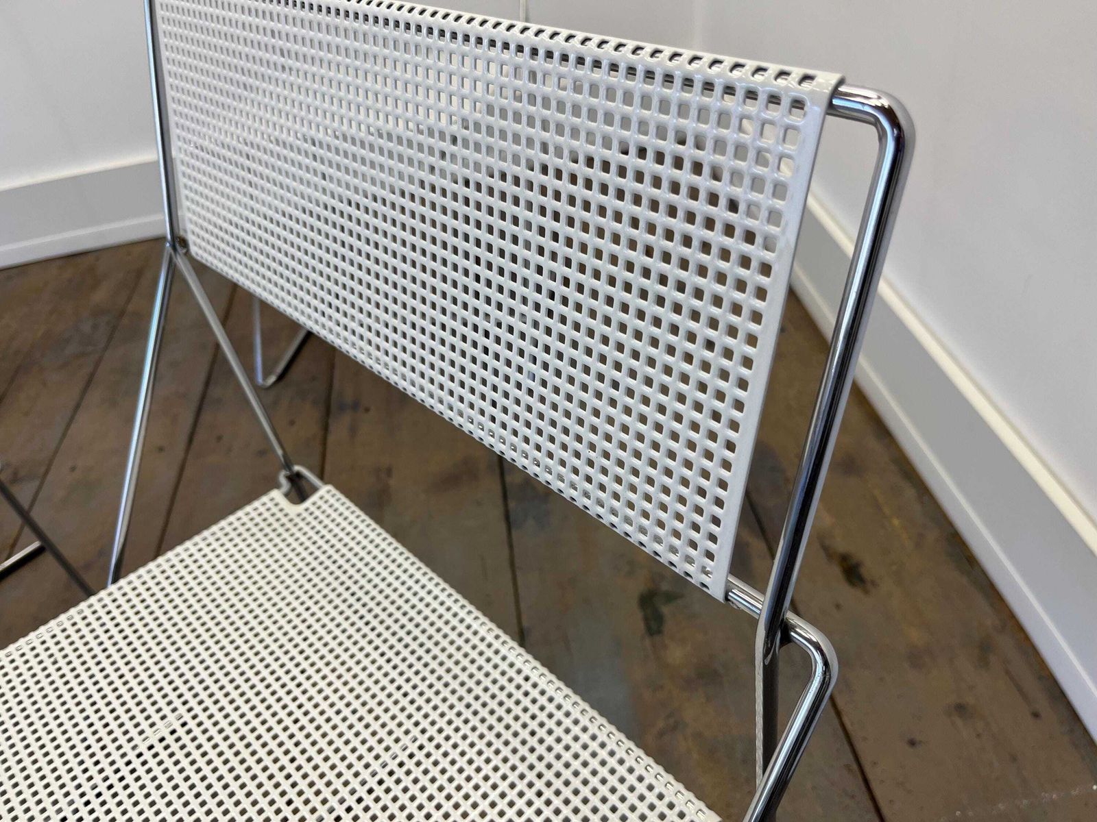 Set Of 4 Designer Chairs By Niels Jorge Haugesen X Line / Mcm Metal Dining Chairs / Italian Dining Chairs 80s photo Furniture