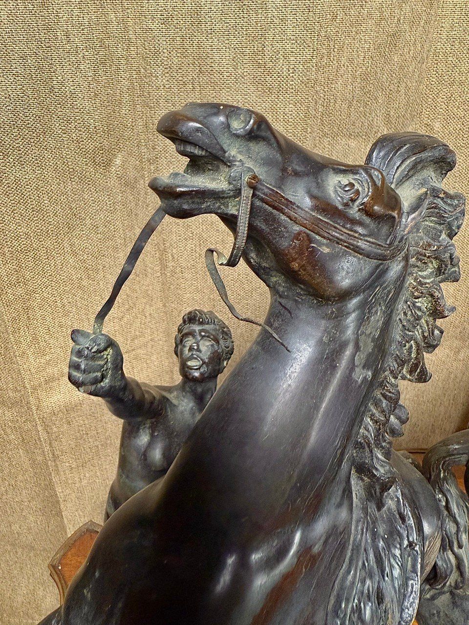 Pair Of 19th Century Marly Horse Tamer Bronzes – Signed Coustou photo for sale
