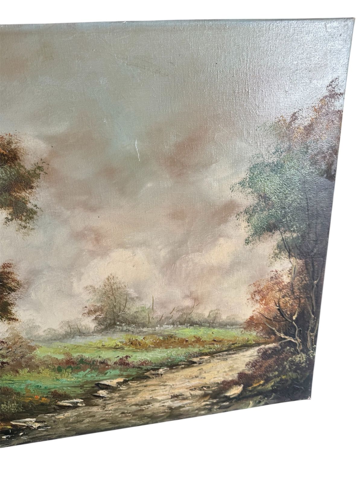 Vintage Mid Century Unframed Oil On Canvas Landscape Painting photo 65.0