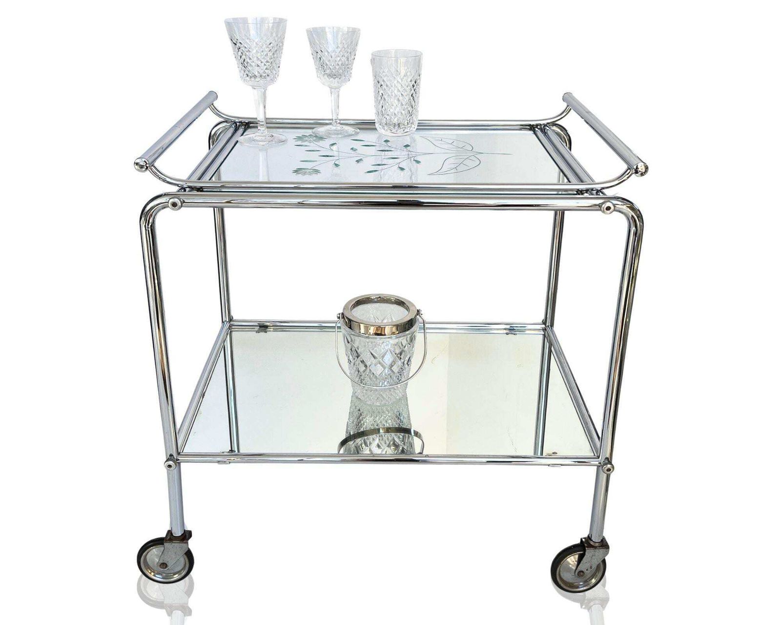 Vintage Chrome Bar Cart | Medical Style Drinks Trolley | Removable Tray