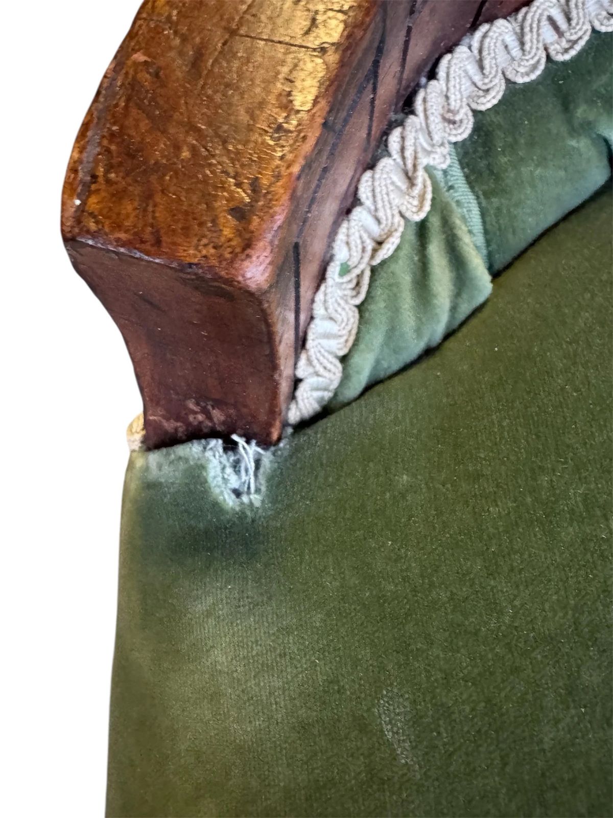 Antique Victorian Upholstered In Original Green Velvet Button Back Nursing Chair photo vintage