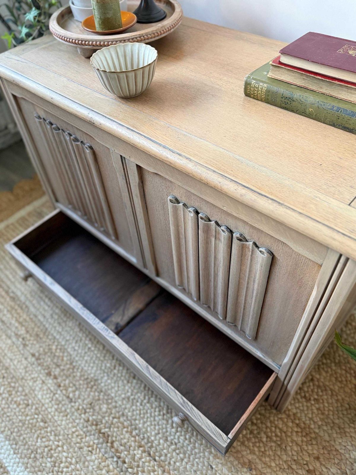 395.0 Vintage Oak Blanket Box With Storage Drawer, Stripped Oak, Trunk, Chest, Ottoman photo