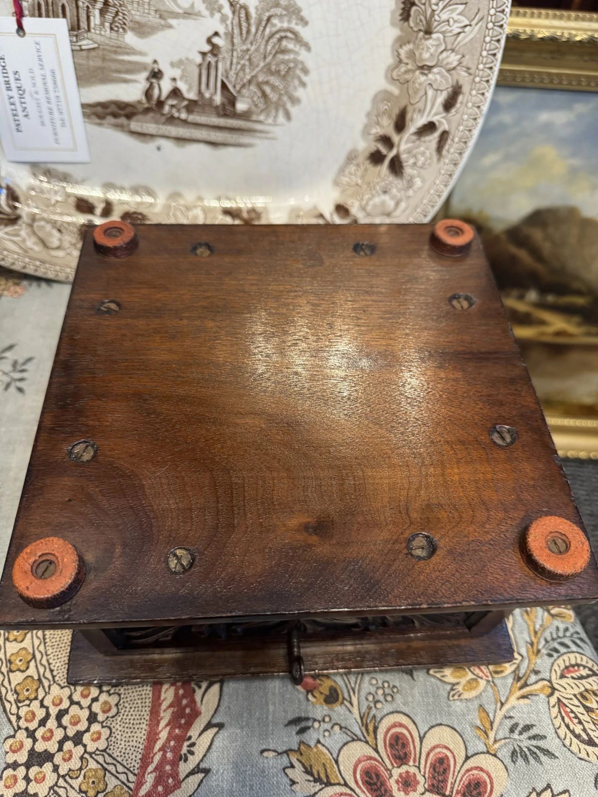 Antique Victorian Art Nouveau Style Carved Floral Mahogany Jewellery Box photo vintage
