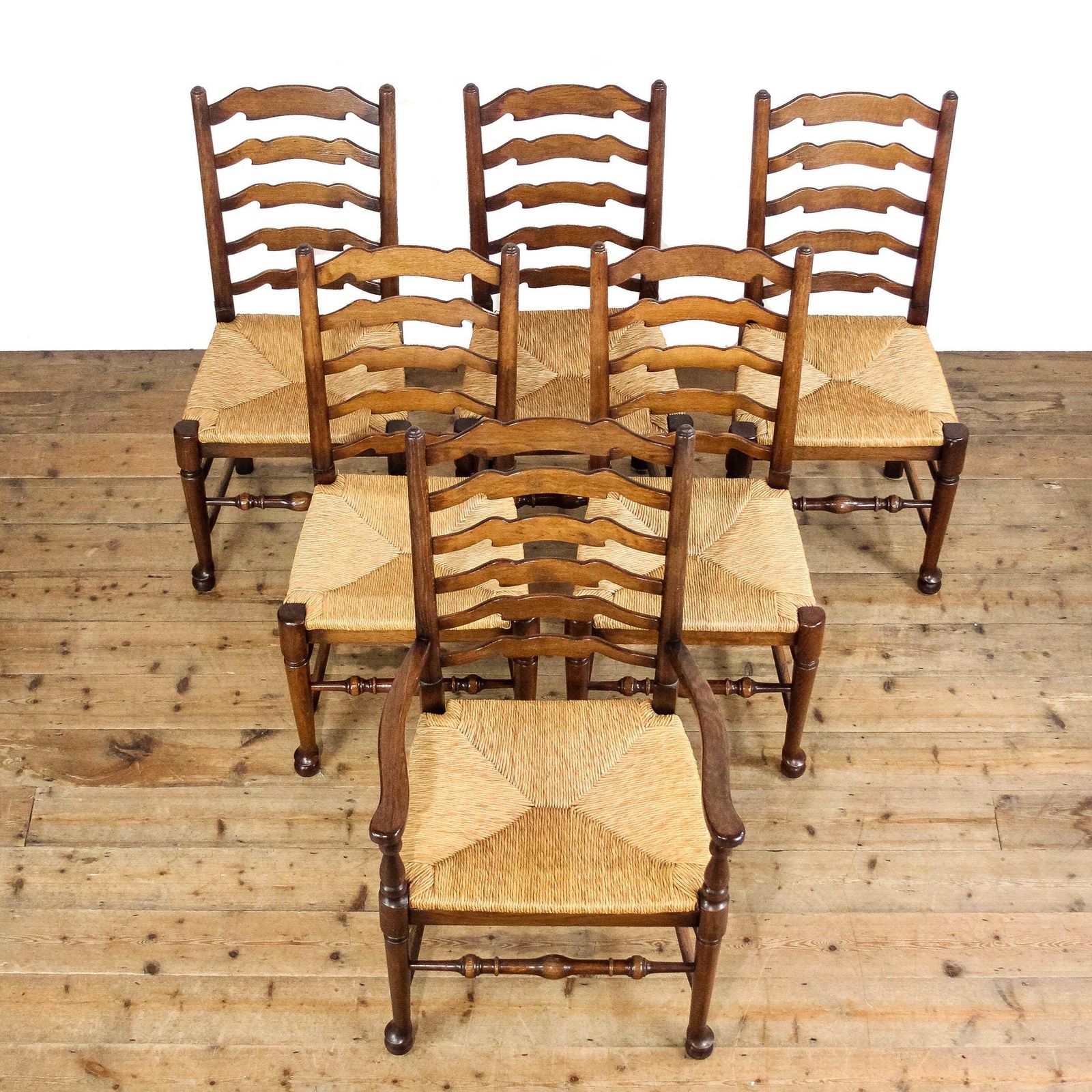 Set Of Six Traditional Rush Seat Chairs | Set Of Chairs | Antique Chairs | Dining Chairs | Kitchen Chairs photo furniture