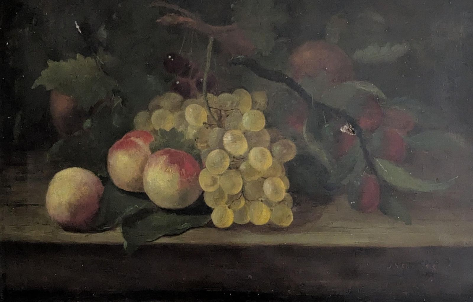 Art Antique Oil Painting, Still Life, Fruit photo