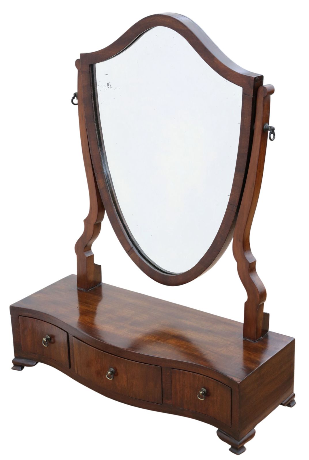 Antique 19th Century Serpentine Shield Shaped Mahogany Dressing Table Mirror – Fine Quality