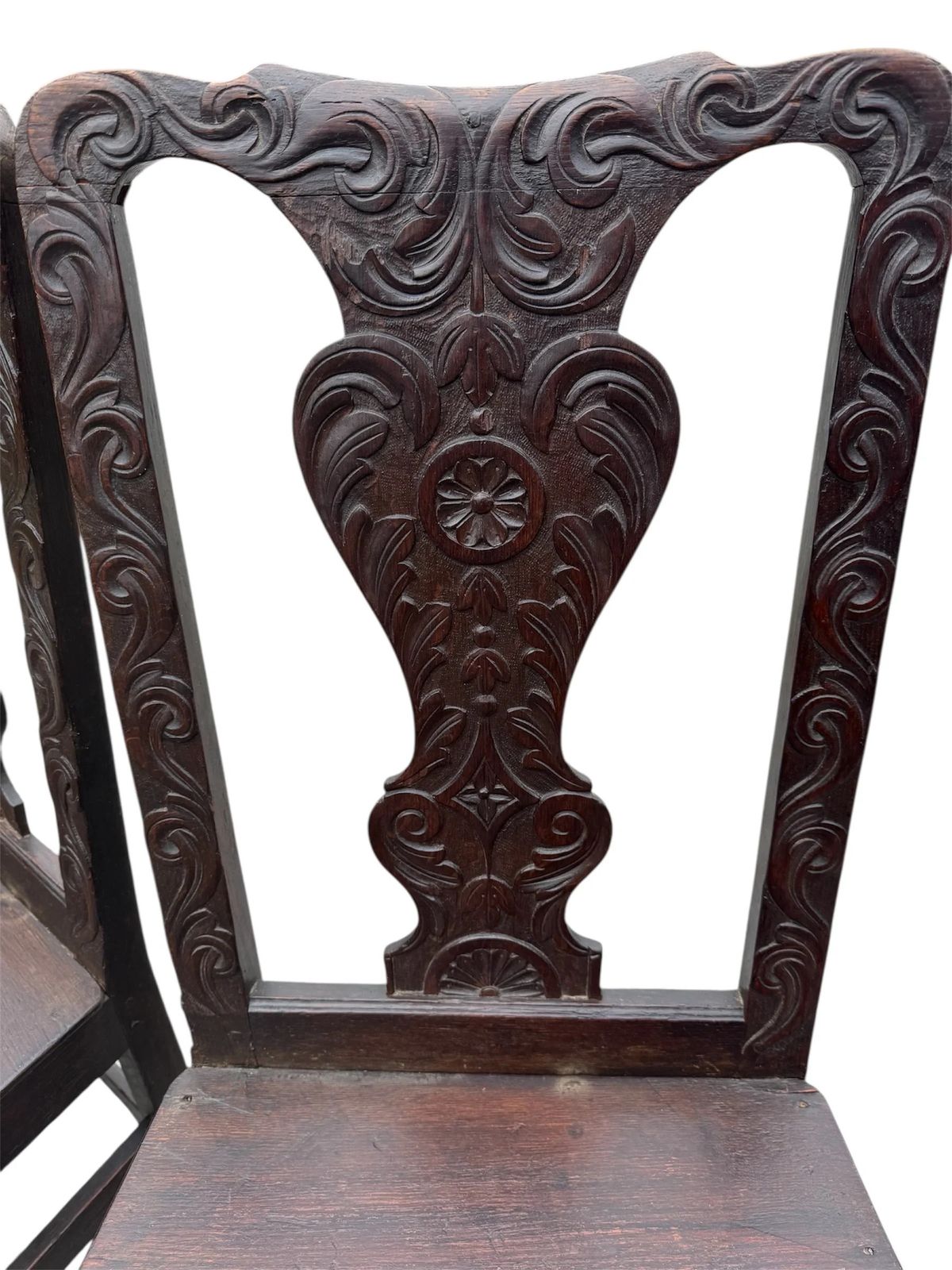 Antique 17th Century Pair Of Carved Gothic Dark Oak Chairs photo Furniture