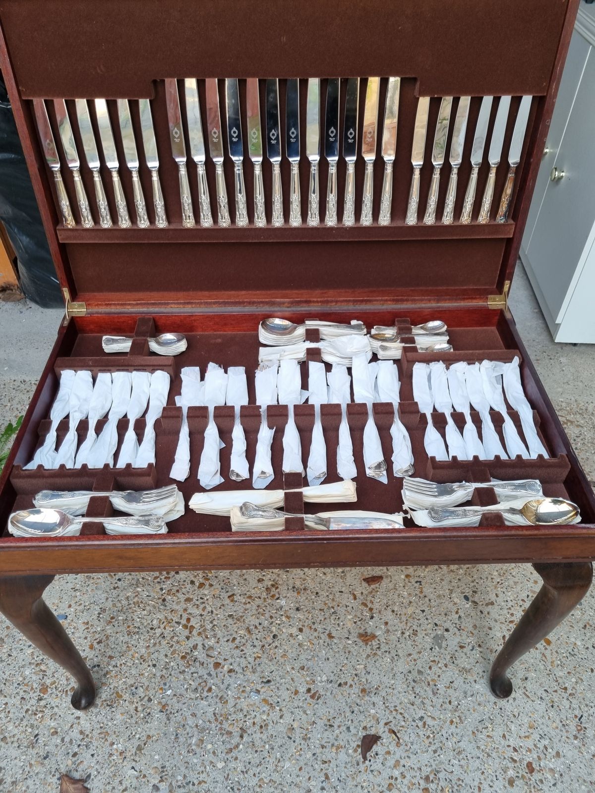 Silver Plated 120 Pieces Of Cutlery Set In Furniture photo furniture