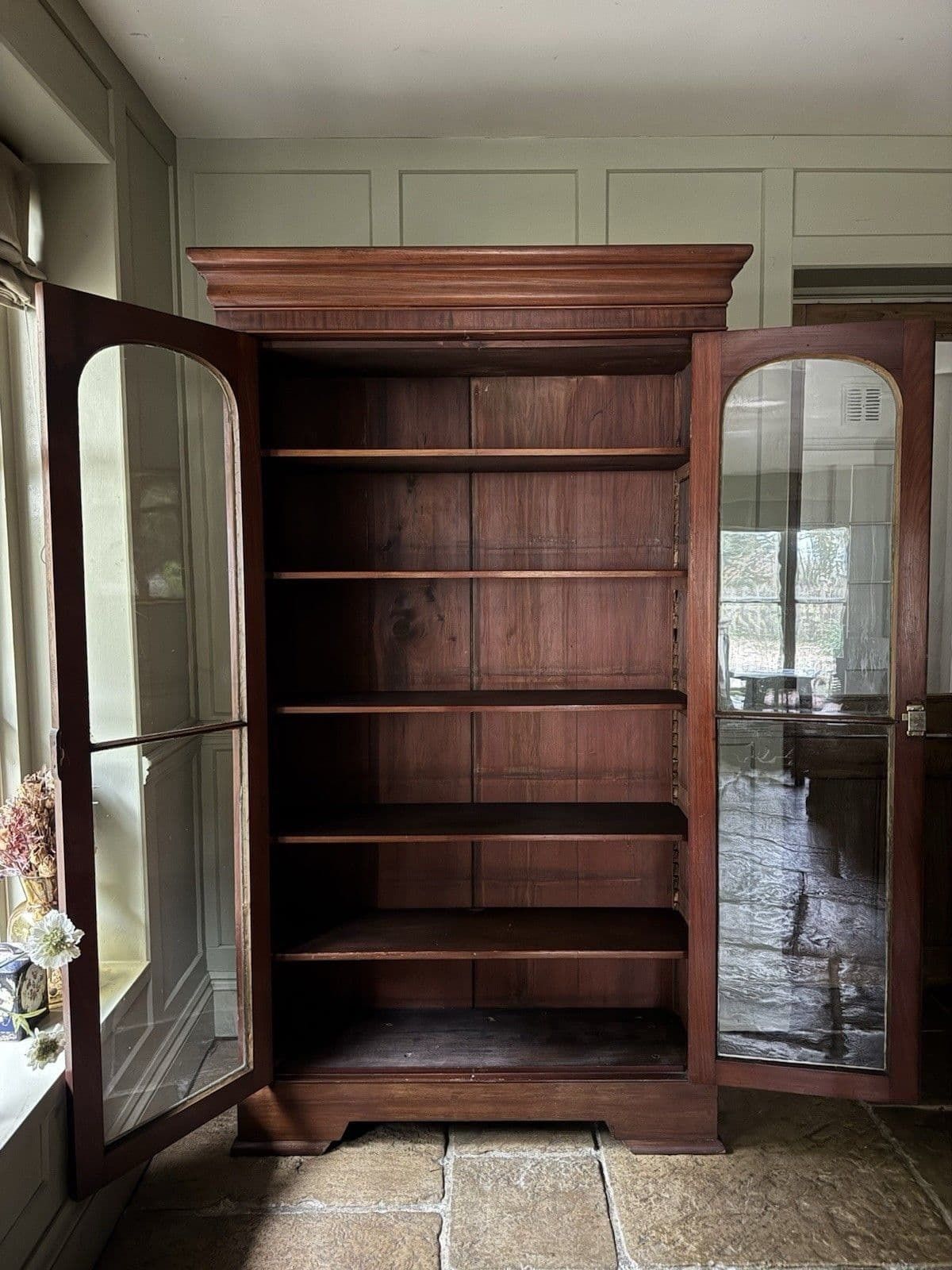 Antique Victorian Mahogany Display China Bookcase Glazed Cabinet photo Furniture