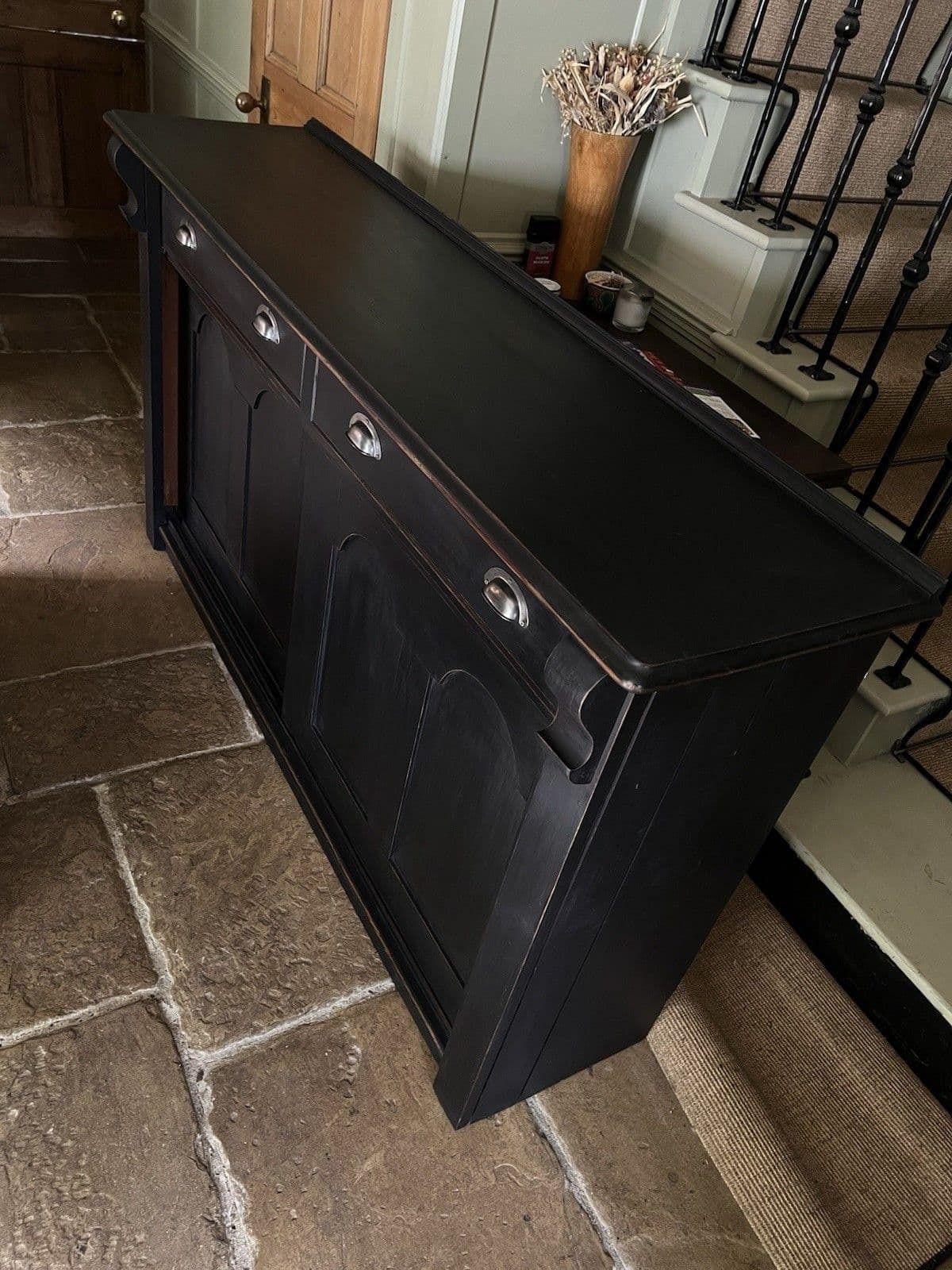 photo buy Antique Victorian Painted Solid Pine Sideboard Dresser Base Sliding Door Cupboard
