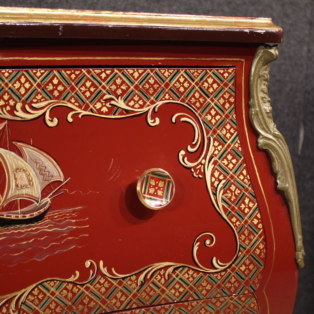 photo for sale French Lacquered, Painted And Gilded Chinoiserie Commode