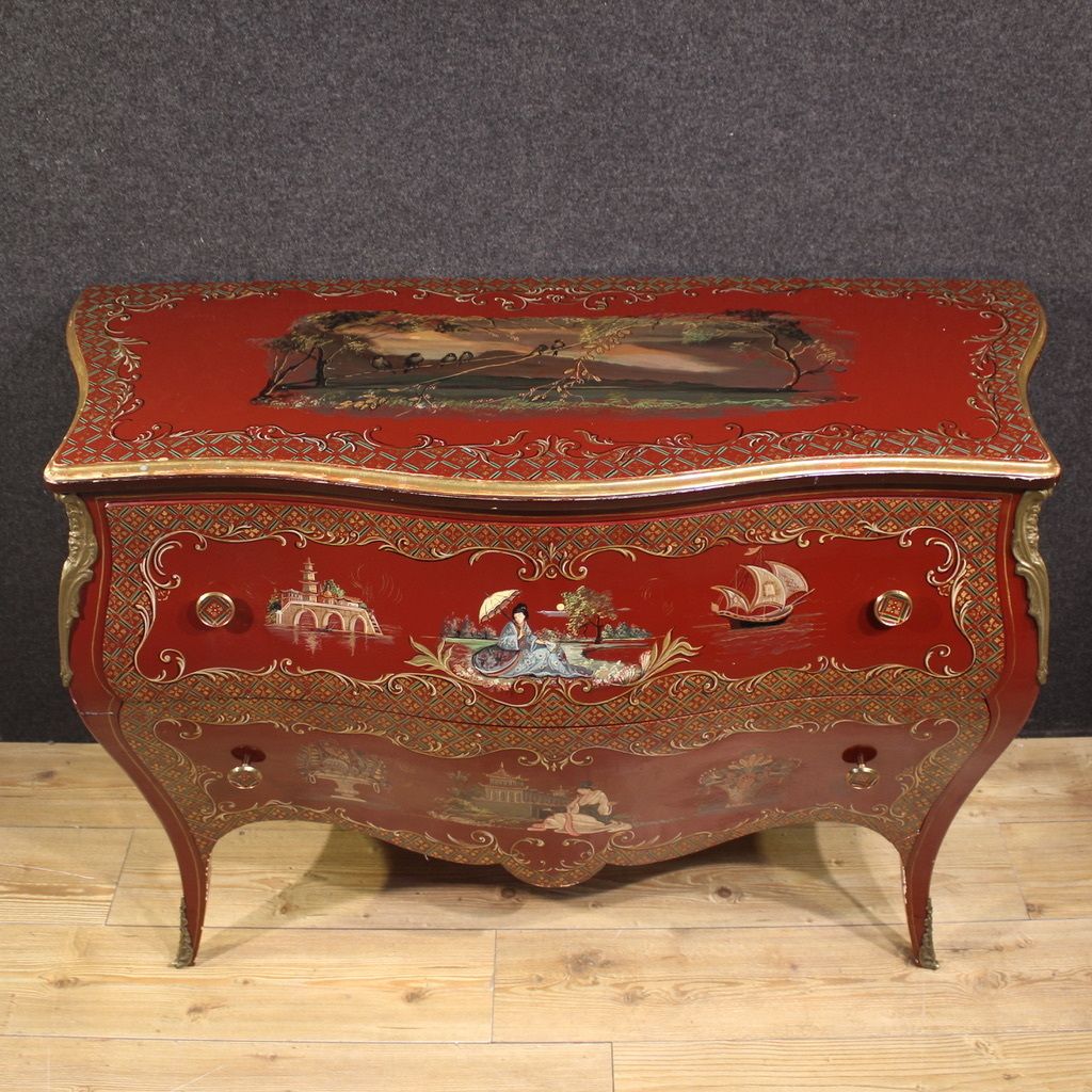 3750.0 French Lacquered, Painted And Gilded Chinoiserie Commode photo