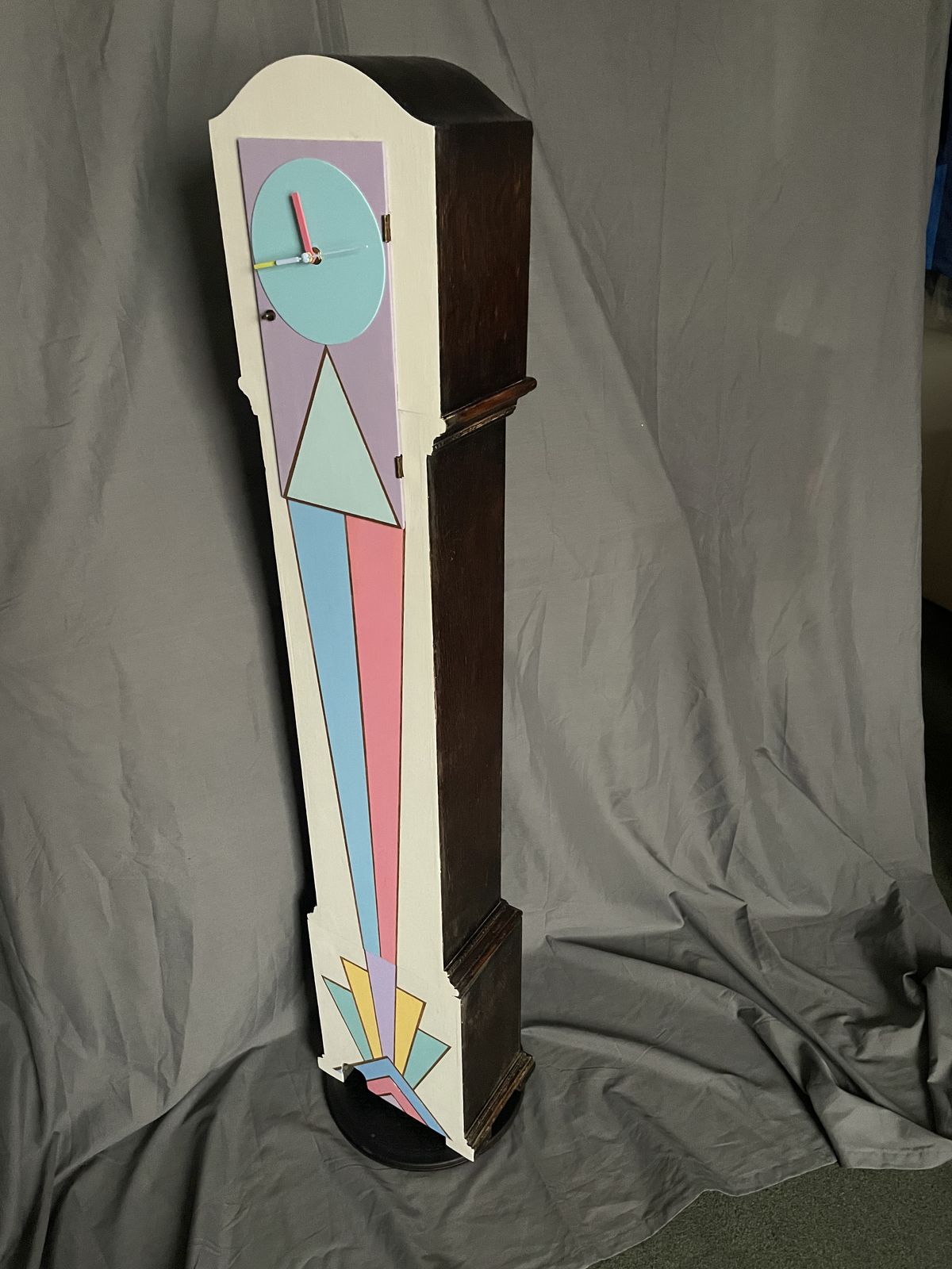 Enhanced Art Deco Period Grandmother Clock With Painted Rear photo for sale