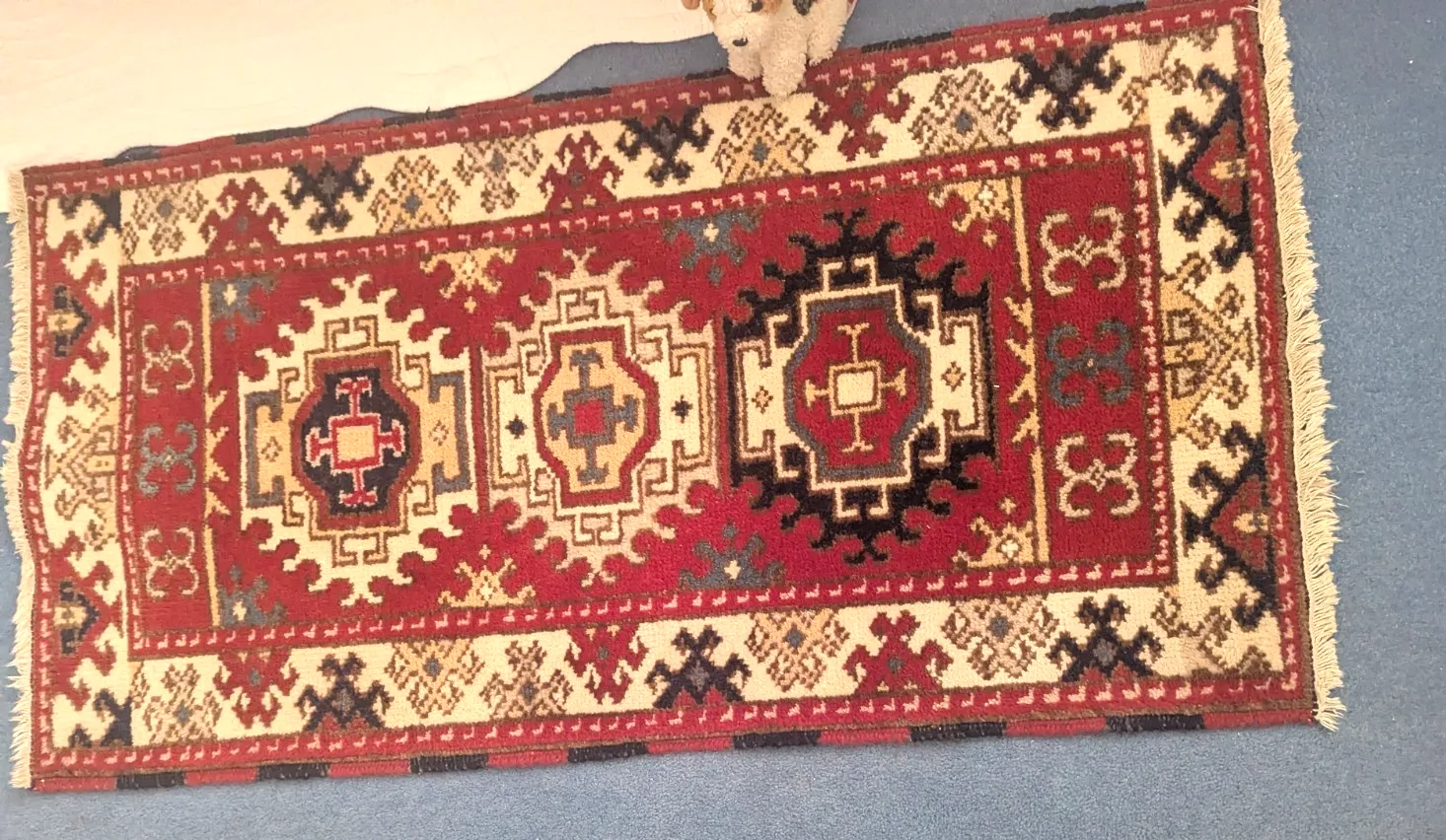 Antique Indian Rug Hand Made Oriental Wool Vintage Medium Runner 125x64cm Ex Con photo furniture