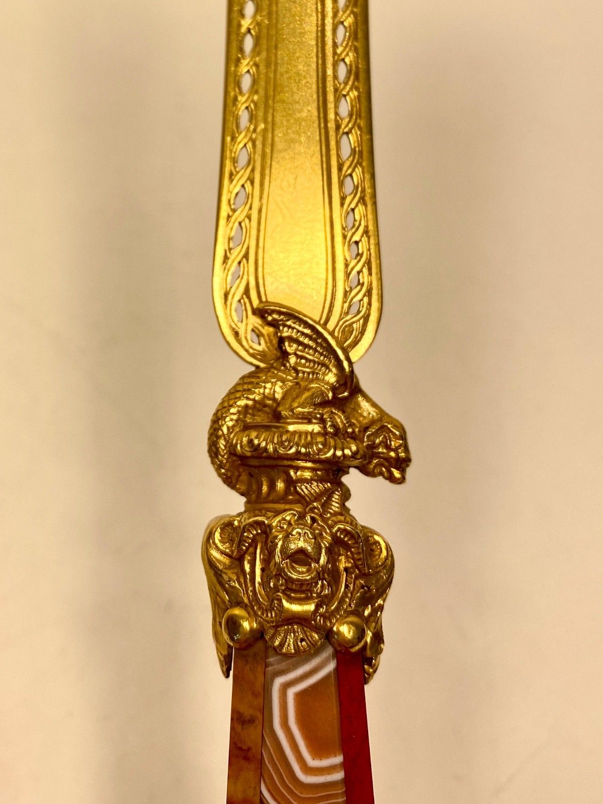 Antique 19th Century Scottish Gilt, Agate Handle Paper Knife, Letter Opener. photo buy