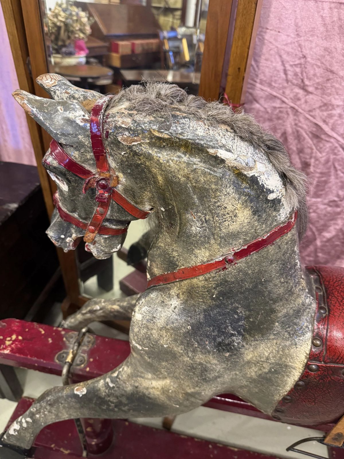 Antique Victorian Painted Dapple Grey Rocking Horse photo buy