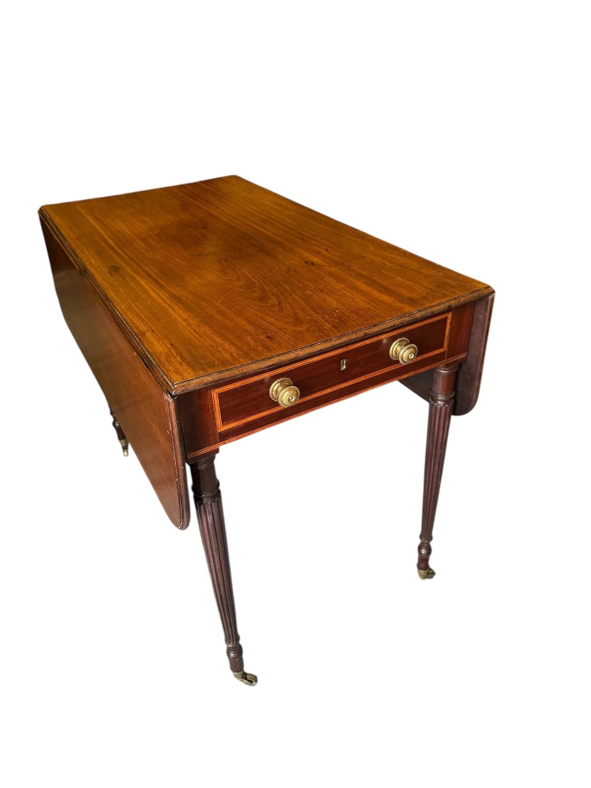 Victorian Mahogany Pembroke Table Drop Leaves Single Drawer Dining photo vinterior