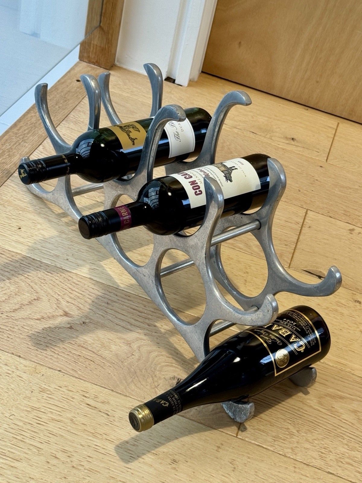 Michael Noll Style 9 Bottle Wine Rack In Polished Aluminium photo for sale