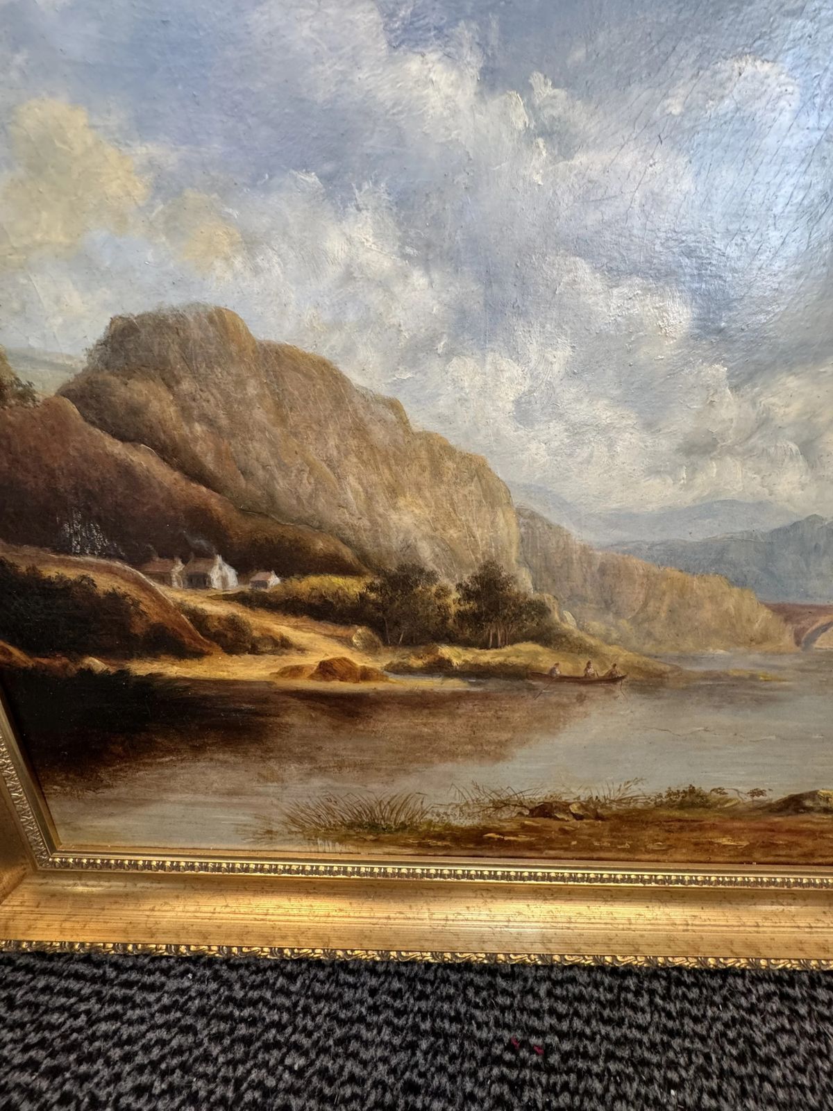 Victorian Large Oil Painting Of A River Scene Signed J Viner Dated 1865 photo for sale