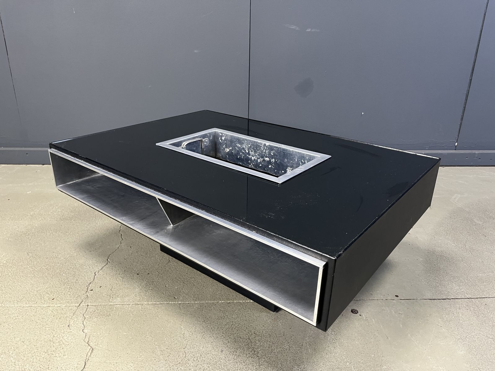photo for sale Vintage Italian Bar Coffee Table In The Manner Of Willy Rizzo, 1970s