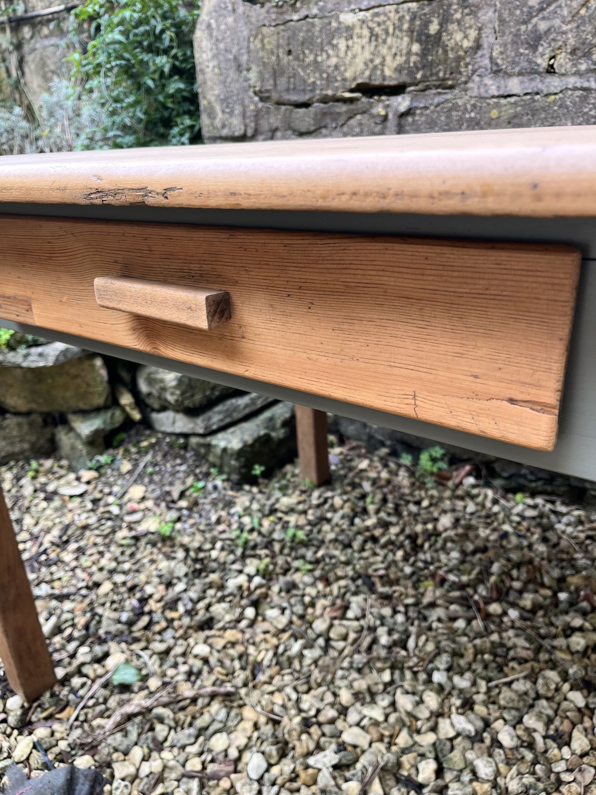 1930’s Oak And Beech Kitchen Table With Detachable Legs photo Furniture