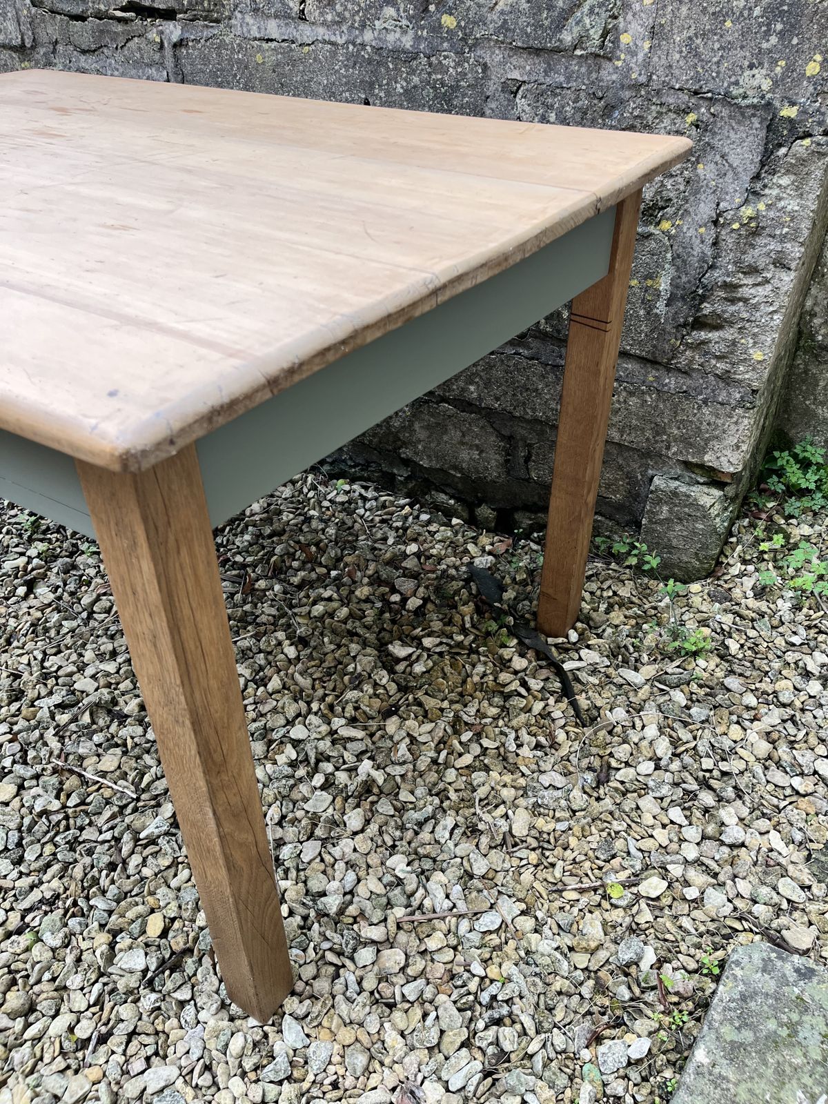 Furniture 1930’s Oak And Beech Kitchen Table With Detachable Legs photo