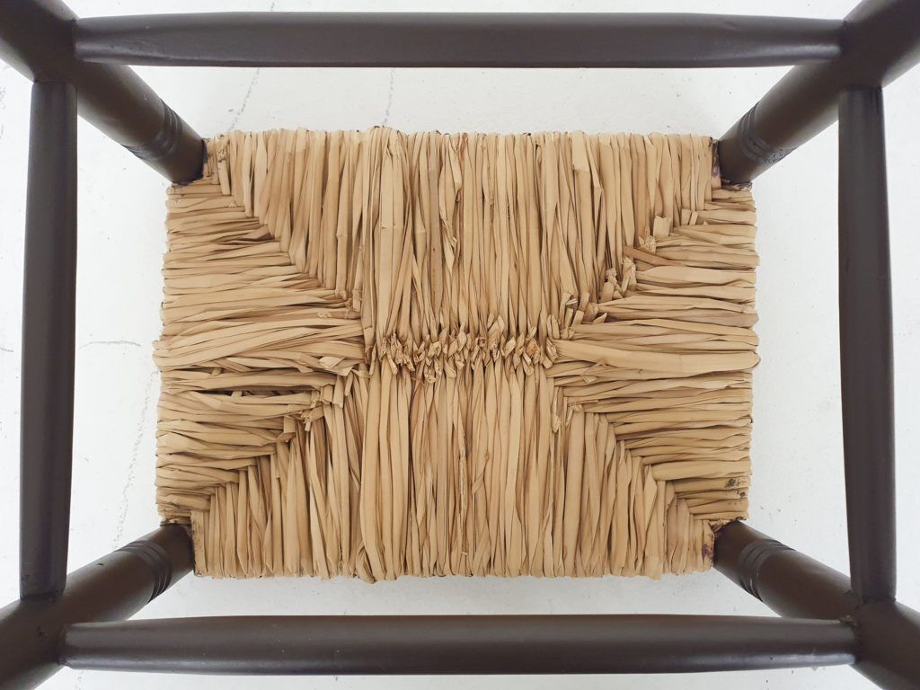 Vintage Rattan And Wooden Stool, France, 1960's photo vinterior