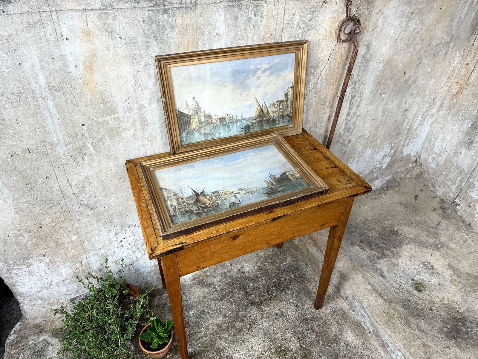 Pair Of Antique Alfred Pollentine Prints Venice photo furniture