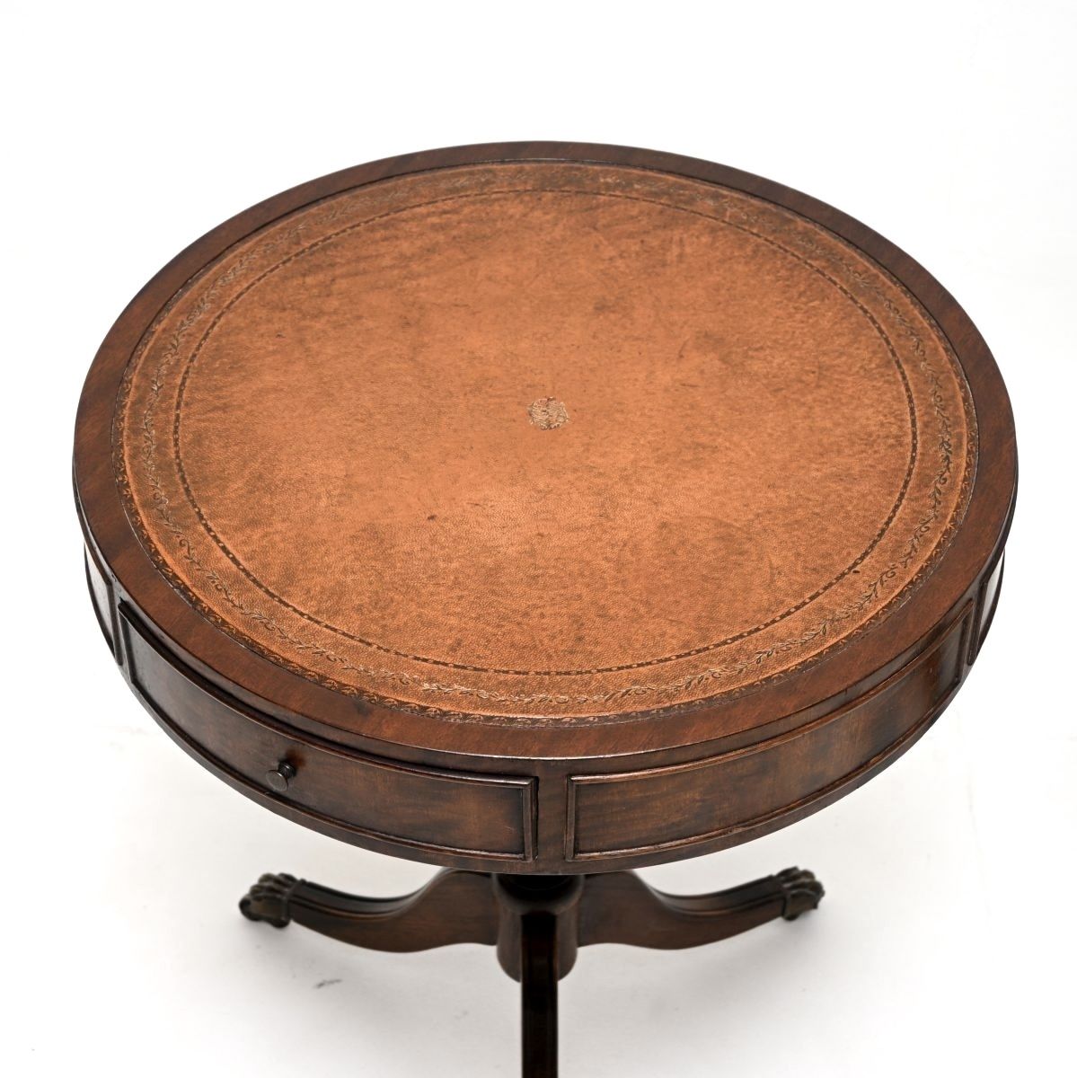 Pair Of Antique Mahogany Leather Top Drum Tables photo vinterior