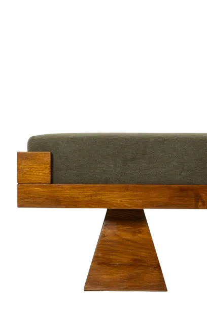 Bench In Ash Wood And Green Mohair Velvet. Contemporary photo vinterior