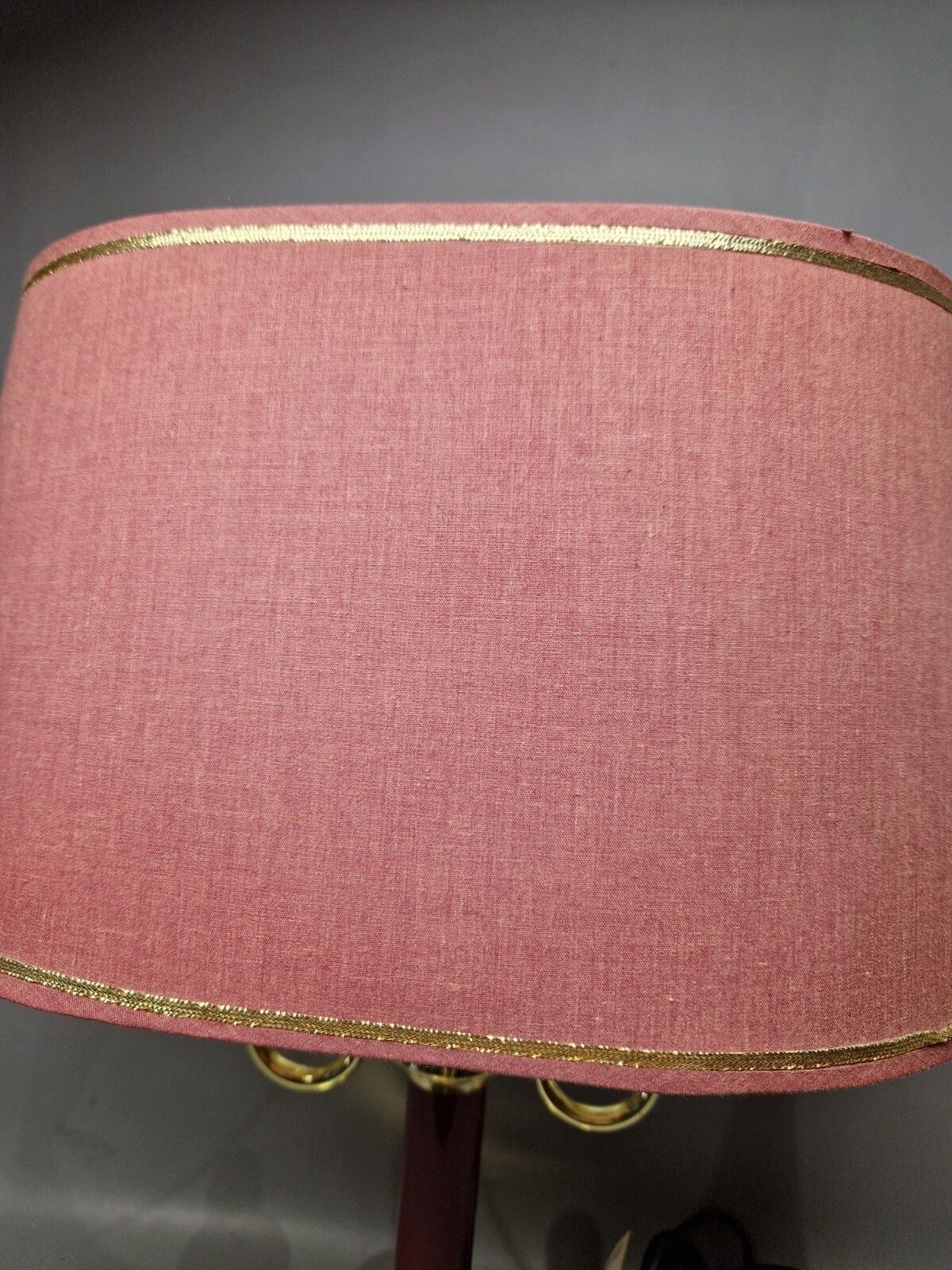 Vintage Bouillotte Table Lamp Burgundy Gold Plum Classic Table Lamp Double Bulb photo for sale