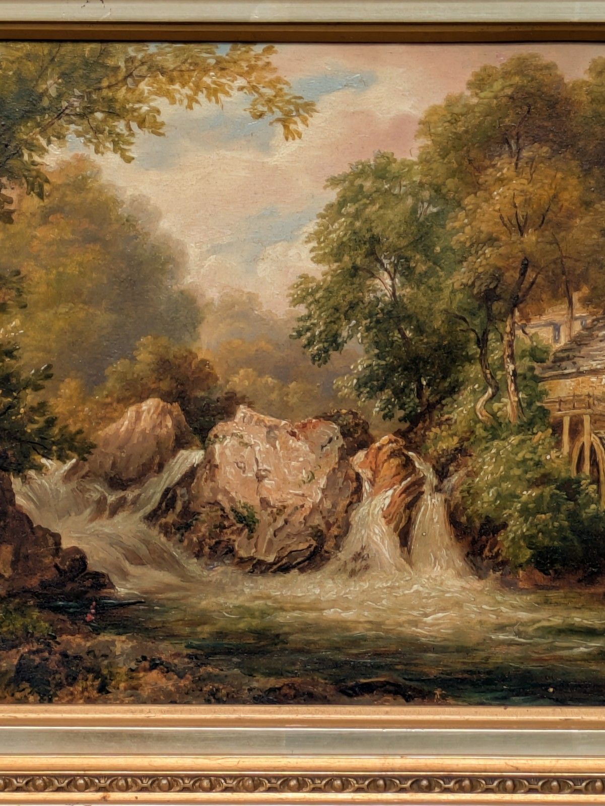 19th Century Oil Painting Ailsie Crag & Old Mill photo 285.0