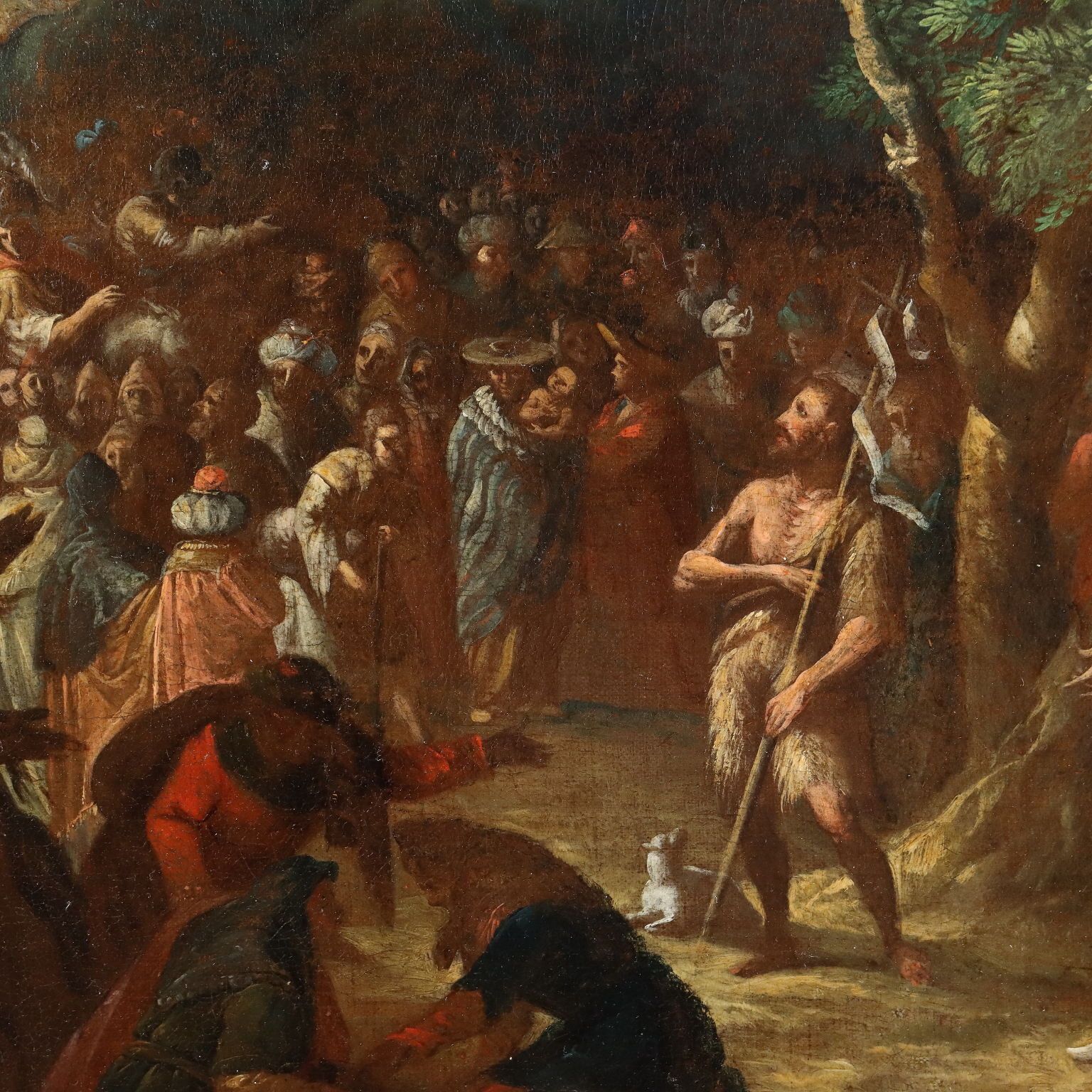 Ancient Painting '600 '700 The Preaching Of St. John Canvas