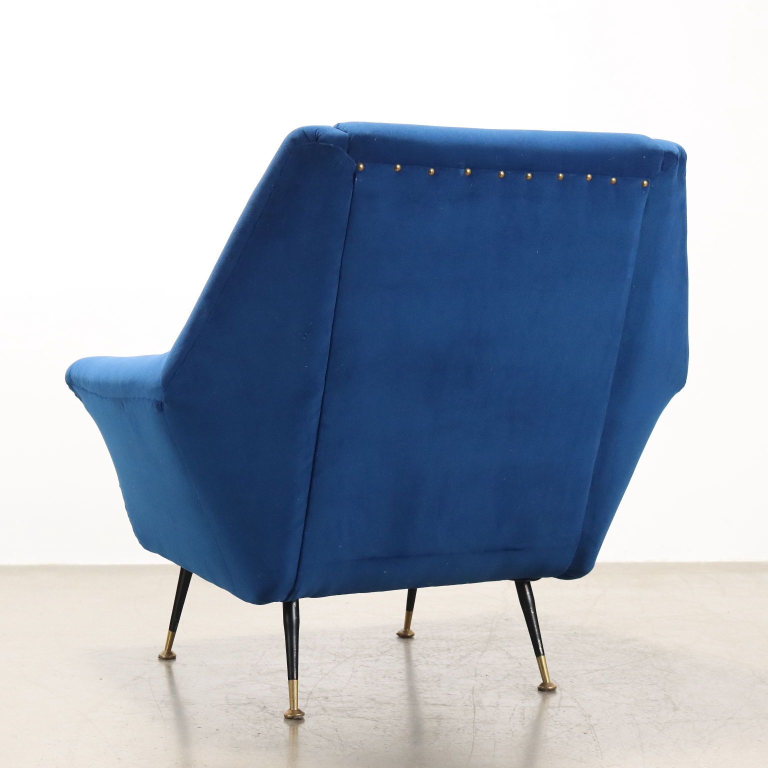 Vintage Armchair Fabric Metal Brass Italy 1950s 1960s photo vintage
