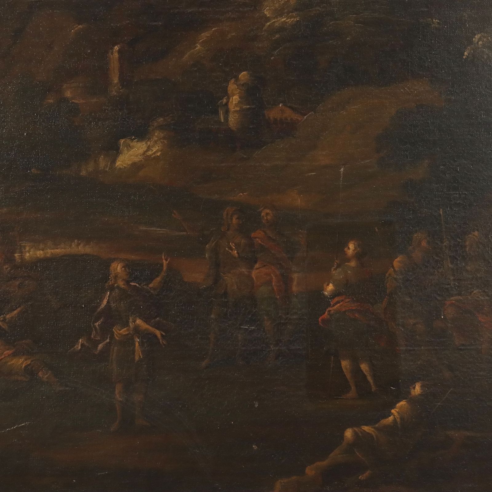 Antique Painting Preaching Scene Oil On Canvas XVIII Century photo buy